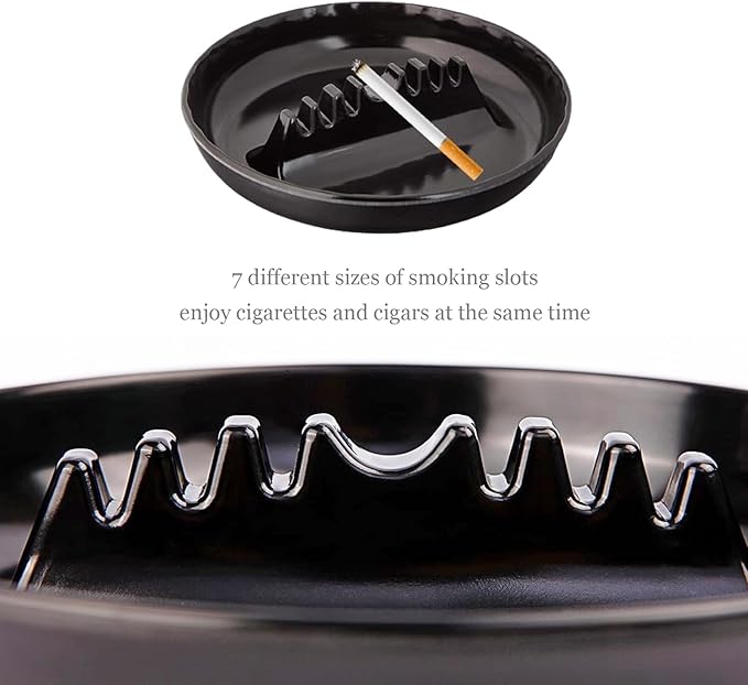 Ash Tray for Cigarettes - Ashtrays for Cigarettes Outdoor Ash Tray-2 Pack 7 Inches Large Size Patio Ashtray, Home Ashtray, Smokeless Tabletop Ashtrays,Trash Can(black)
