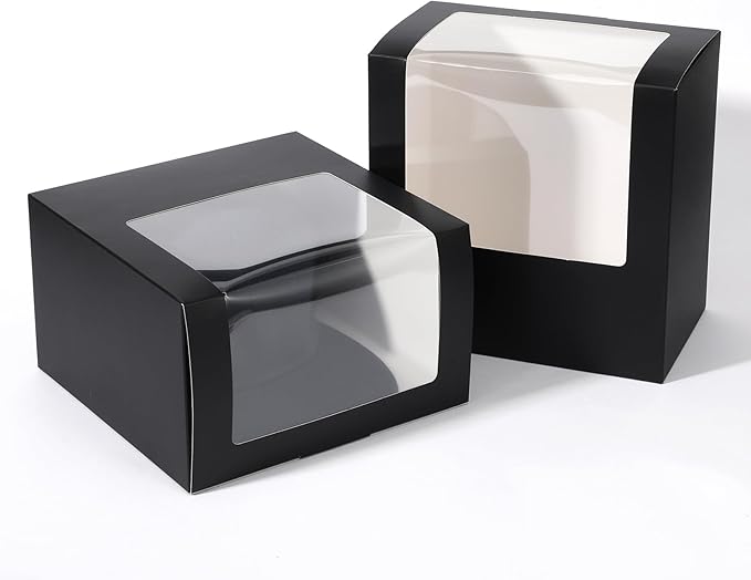 20pcs Hat Boxes for Men Black Hat Gift Box with Window Display Box for Hats Storage Containter,Paper Hats Display Case Fold Box Packing Box for Baseball Caps,Dad Caps,Billed Cap(7.87" x 7.87" x 4.72")