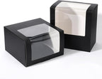 20 Pcs Hat Boxes for Shipping, Black Hat Gift Box with Window Display - Foldable Storage Container for Baseball Caps, Snapbacks, Dad Hats, Billed Caps 7.87 x 7.87 x 4.72 Inches