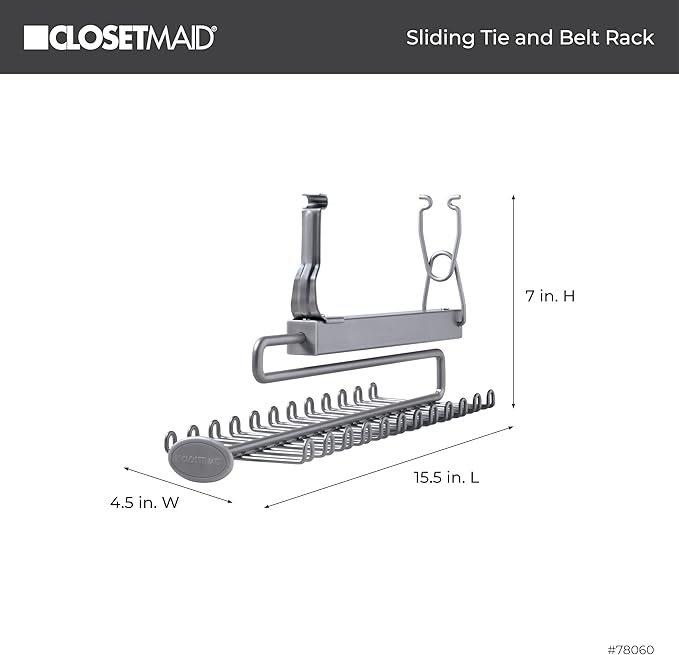 ClosetMaid 78060 Sliding Tie and Belt Rack for Wire Shelving