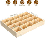 Angoily Socks Organizer Storage Box, Drawer Organizer with 20 Compartments for Underwear and Sundries, Stackable Drawer Container in Original Wooden Color 13.38 X 10.62 X 1.96 in