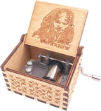 Jack Sparrow Music Box Hand Crank Musical Box Carved Wooden,Play Davy Jone's Theme,Brown