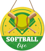 HSNBT Softball Decor for Girls Bedroom, Softball Sign Decor for Home Front Door Bedroom Porch Sport Wall Hanging Signs Decorations Gift for Softball Player Girl, Softball Life