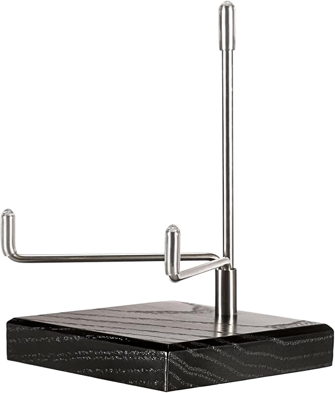 Hipiwe Adjustable Stainless Steel Arm Display Stand Easel with Wooden Base Rocks Crystal Display Easel Holder for Mineral Agate Gemstones Fossils Coral Geodes Plate and Photo, 3.1"x3.1"x4.9"