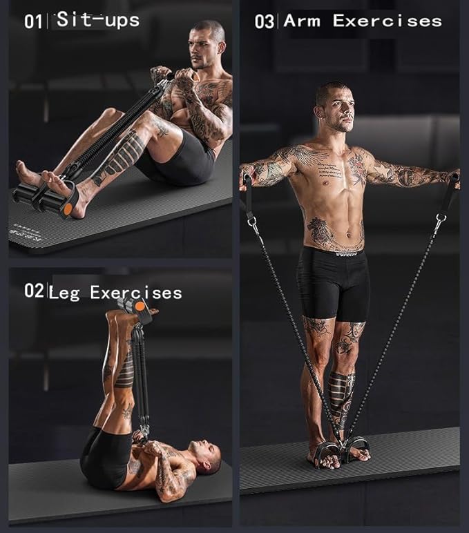 Multifunction Pedal Resistance Band with Handle，Sit Up Workout Equipment for Abdomen, Waist, Arm, Core/ABS, Physical Therapy, Leg