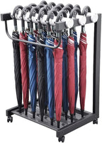Large Umbrella Stand Rack - Commercial Entryway Umbrellas Holder with 18 Locks & Wheels, for Indoor Outdoor, Tall Enough Interior Decoration, Home Decoration