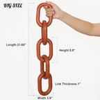 HMASYO Brown Wood Chain Link Decor, 5-Link Wooden Decorative Chain Home Decor Accents, Coffee Table Decor, Shelf Decor Aesthetic, Modern Bookshelf Table Decorative Objects for Living Room