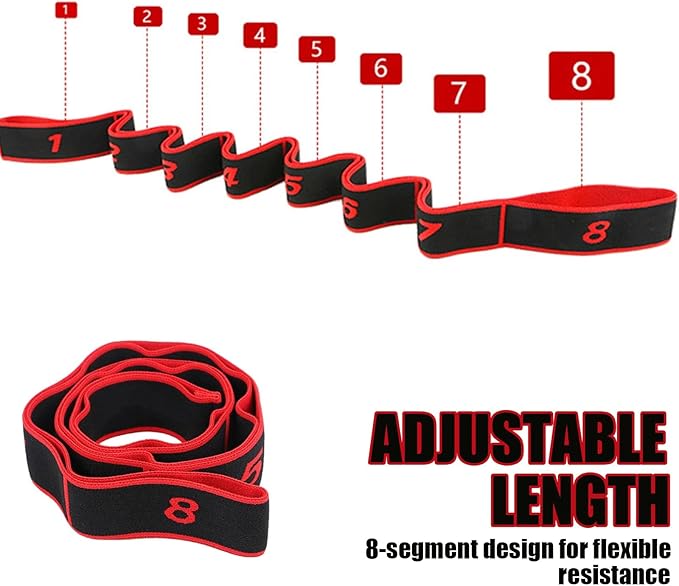 Fitness Resistance Bands with Handles,Numbered Resistance Bands for Stretching,8 Segment Adjustable Pilates Stretching Band for Full Body Stretching Shaping,Suitable for Beginner