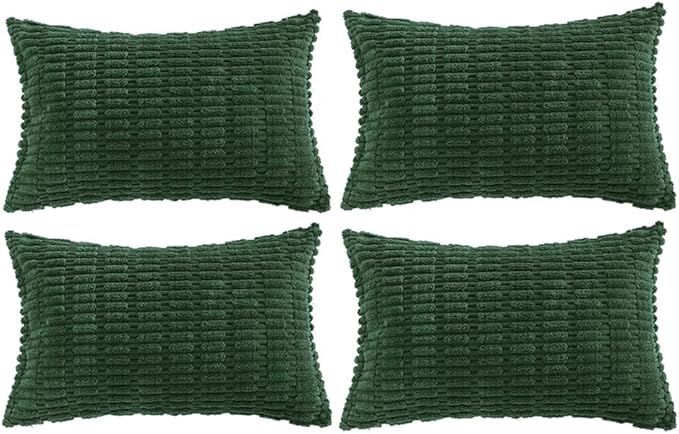 Fancy Homi 4 Packs Decorative Throw Pillow Covers for Living Room Couch Bed, Modern Farmhouse Boho Home Décor Accent Cushion Case, 24" x 16", Dark Green