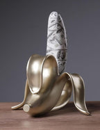 Banana Statue Abstract Sculpture Decor Modern Gift Table Centerpiece Figurine for Home Room Office Polyresin 13.4 Inch