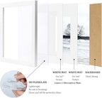 Egofine 8x10 Picture Frames Set of 4, Made of Solid Wood Covered by Plexiglass 4x6 and 5x7 with Mat or 8x10 without Mat, for Table Top Display and Wall Mounting Photo Frame White