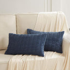 Fancy Homi 4 Packs Decorative Throw Pillow Covers for Living Room Couch Bed, Modern Farmhouse Boho Home Décor Accent Cushion Case, 24" x 12", Dusty Blue