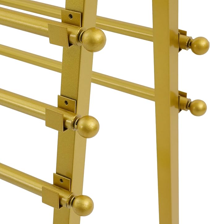 15 Tier Ribbon Holder Organizer Rack, Movable Scarf Towel Holder, Double-Sided Scarf Rack with Lockable Wheels, Floor Standing Ribbon Organizer for Craft Room Cake Shop Flower Store (Gold)