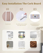 48 x 32 inches Large Bulletin Board, Decorative Felt Pin Board, 0.35“ Thick Foldable Photo Display Board with Self-Adhesive Tape, Vision Board for School Home Kitchen Office Walls - Camel