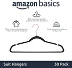 Amazon Basics Slim Velvet Non-Slip Space Saving Sturdy Suit Clothes Hangers, Closet Organizer, Black/Rose Gold, 30-Pack