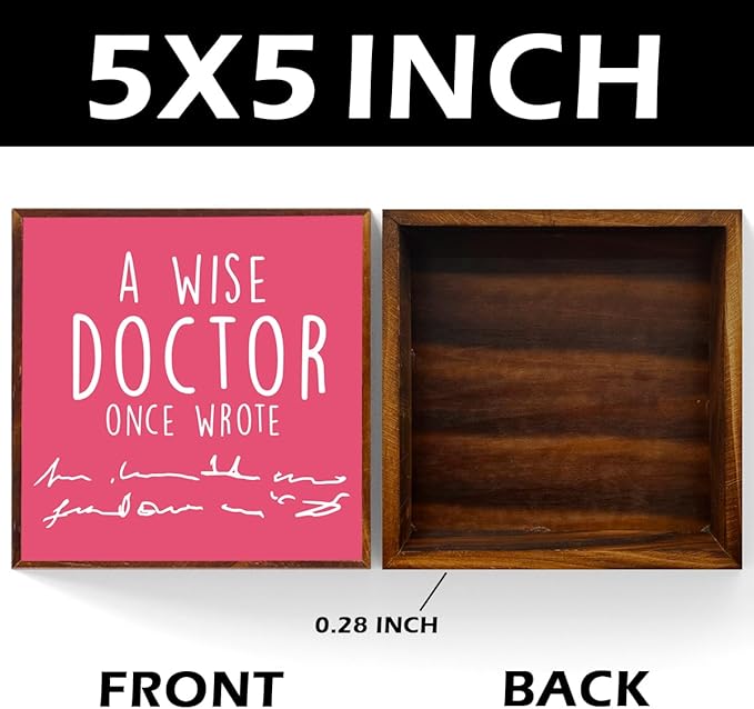 Doctors Day Gifts Funny Dr Day Coworker Gifts Dental Assistant Week Gifts Birthday Graduation Gifts Farmhouse Wooden Box Sign Office Decor for Women Tabletop Shelf Decor A Doctor once Wrote（rosered）