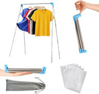 Portable Travel Garment Rack, Compact Stainless Steel Foldable Mini Drying Clothes Rack for Travel, Camping, Hotel Room, Laundry, Dance Costume, Indoor, Outdoor (Regular)