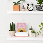 Sunflowers Pink Room Decor Sunflower Gifts for Women Spring Decor Pink Accessories Sunflower Wooden Box Sign for Home Office Desk Tabletop Shelf