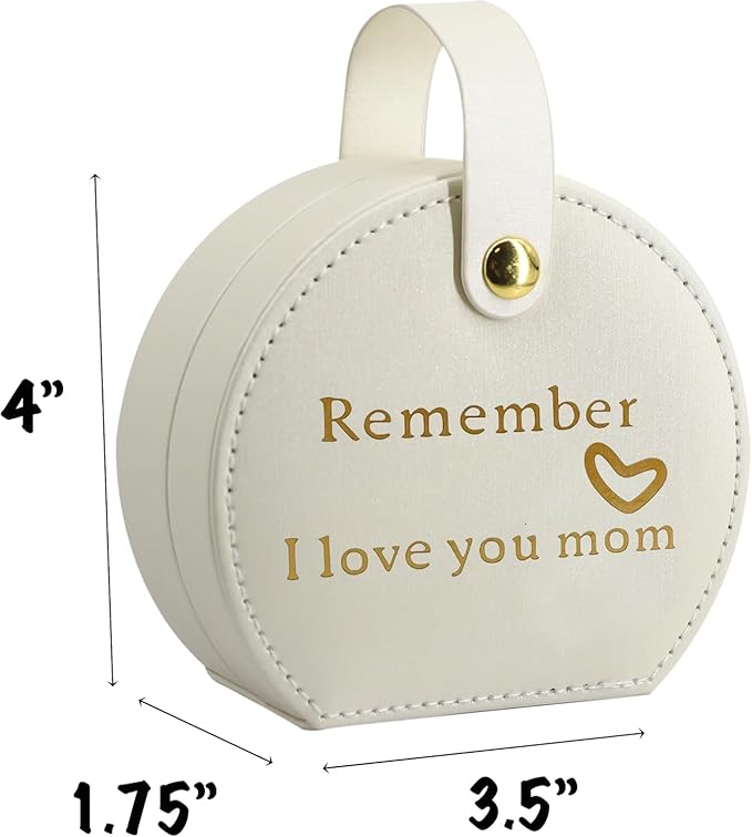 COLLECTIVE HOME - Travel Jewelry Case, Elegant Half-Moon Design with Heartfelt Message, Detachable Handle, Personalized Mother's Day Gift, Cherishing Special Moments (Remember I love you mom)