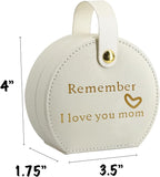 COLLECTIVE HOME - Travel Jewelry Case, Elegant Half-Moon Design with Heartfelt Message, Detachable Handle, Personalized Mother's Day Gift, Cherishing Special Moments (Remember I love you mom)