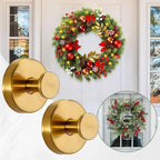 Gold Wreath-Hanger, Strong Stainless Steel Suction-Cup-Wreath-Hooks, 4 Pack Wreath-Door-Hanger Fall Halloween Christmas Decorations, Welcome Sign for Front Door Indoor Outdoor (4 Gold, 4)