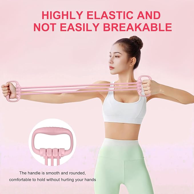 Figure 8 Resistance Band for Women 15-90LBS, Adjustable Resistance Bands with Handles for Arm Back Exercise, 6 Fitness Elastic Rope, Stretch Bands for Yoga, Pilates, Strength Training