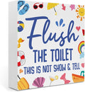 Funny Bathroom Signs Summer Bathroom Decor Flower Summer Decorations Wooden Box Sign for Home Office Farmhouse Table Shelf