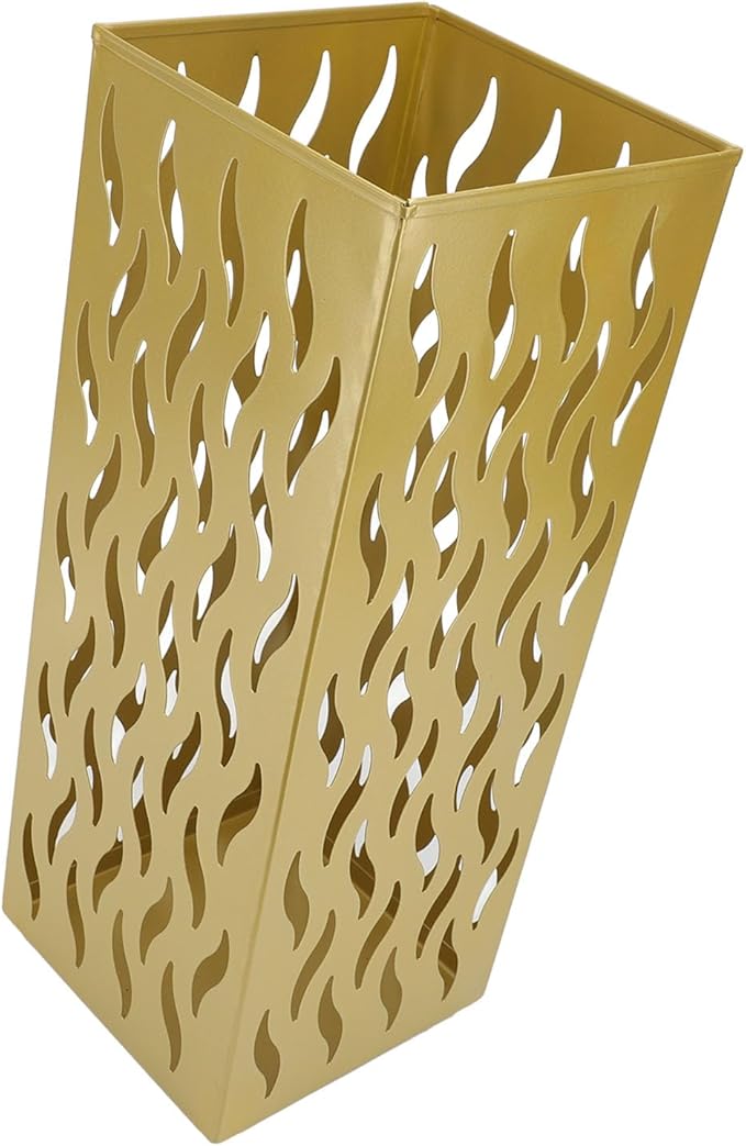 Metal Umbrella Holder, Hollow Out Design rectangular Umbrella Rack Stand, Entryway Umbrella Stand Rectangular Canes Walking Stick Storage Bin for Home Office Decor (Gold)