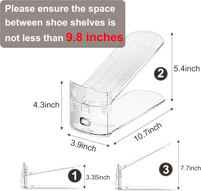 10Pack Shoe Slot Organizer Clear Shoe Stackers Organizers for Closet Space Saver 50% Shoes Display Shelf Rack Holders Zapateras Organizers
