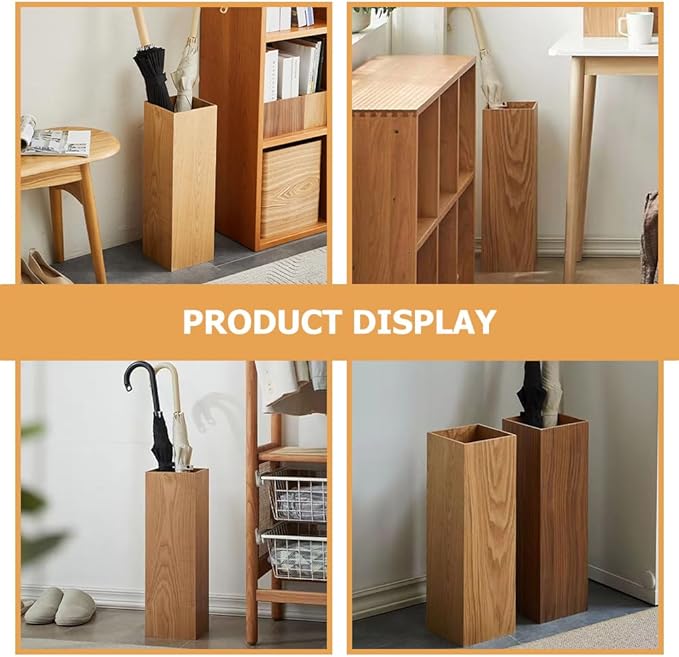 MAGICLULU Wooden Umbrella Stand Holder Wood Cane Holder Stand Retro Umbrella Rack Barrel Walking Stick Holder for Entryway Indoor 19.65 x 6.29 x 6.29Inch