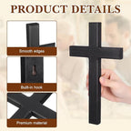 NUOBESTY 1Pc Wooden Cross for Wall, Black Christian Wall Decor Rustic Wood Hanging Accent for Indoor Home Prayer Room Church Baptism Confirmation Wedding, 11.02 x 6.30 x 0.79 in