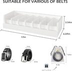 Belt Organizer for Drawer - Bamboo Belt Storage Organizer | Belt Rack for Closet Wall Mount Men Women Tie Sock Bra Scarf Ribbon(White, 7 Grids)