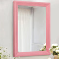 AAZZKANG Rectangle Mirror with Wood Frame Modern Farmhouse Wall Mirrors Decor Large 20"x16" for Bedroom Bathroom Living Room Pink