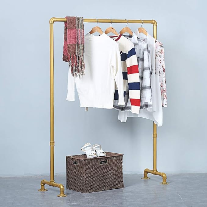 Industrial Pipe Clothing Rack 59in,Clothes Racks for Hanging Clothes,Heavy Duty Display Garment Rack