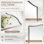 ANDY STAR Rectangle Scalloped Mirror, 30"x40" Brushed Nickel Bathroom Mirror in SUS304 Stainless Steel Metal Frame, Large Silver Vanity Mirror with Unique Arched Top Design