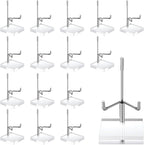 16 PCS Adjustable Metal Arms Display Stand, 2 X 2 X 3.5 Inch Small Rock Display Stand with Acrylic Base Small Displays Easel Holder Crystal Displays Stands for Picture Coral Geodes Mineral Agate