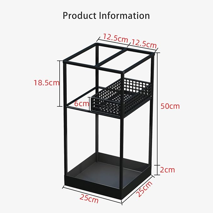 Indoor Large-Capacity Standing Umbrella Stand Commercial Metal Umbrella Holder for Entryway Corridor Entrance Umbrellas Barrel with Removable Drip Tray(Black)