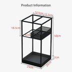 Indoor Large-Capacity Standing Umbrella Stand Commercial Metal Umbrella Holder for Entryway Corridor Entrance Umbrellas Barrel with Removable Drip Tray(White)