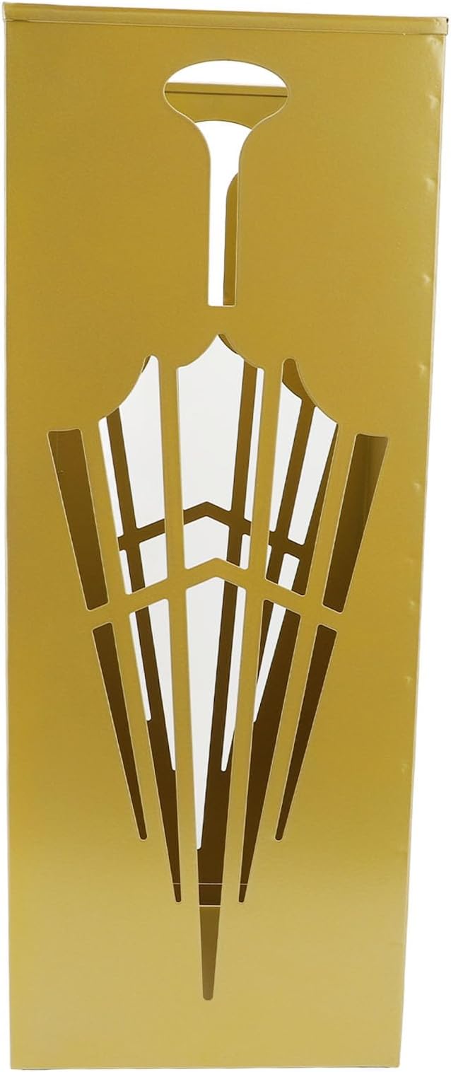Square Metal Umbrella Holder, Umbrella Stand Rack for Entryway with Hollow Pattern, Fast Drying Rack Holder for Office and Entryway (Gold)