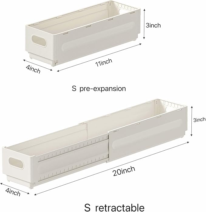 2 Pack Expandable Plastic Storage Boxes, Multi-Purpose Folding Organizer, Drawer Storage Divider For Bedroom, Kitchen And Snack Storage (s)