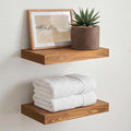 Homeforia 12 inch Golden Oak Floating Shelf, High End Solid Real Wood 12inch Small Floating Shelves for Wall Mounted, Oak Wooden 12in Floating Shelves, Heavy Duty Bracket, 12 X 6.5 X 1.75 in, Set of 4