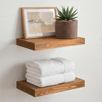 Homeforia 12 inch Golden Oak Floating Shelf, High End Solid Real Wood 12inch Small Floating Shelves for Wall Mounted, Oak Wooden 12in Floating Shelves, Heavy Duty Bracket, 12 X 6.5 X 1.75 in, Set of 4