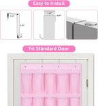 MISSLO 35 Large Pockets Over The Door Shoe Organizer Sturdy Oxford Fabric Hanging Shoe Rack for Door Mesh Closet Shoe Holder Hanger, Pink