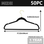 MIZGI Premium Velvet Hangers Pack 50 Pcs Heavyduty - Non Slip Slimline - Velvet Suit Hangers Black - Gold Hooks,Space Saving Clothes Hangers …