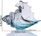 DOVDOV Hand Blown Glass Conch Statue, Gray Glass Art Figurine, Conch Shell Coastal Home Decor, Living Room TV Stand and Bookcase Decor, Bathroom Shelf top and Cabinet Decor.