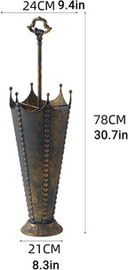 Vintage American Style Iron Umbrella Stand, Creative Storage Rack with Shelf for Living Room Sofa Side, Decorative Metal Organizer for Home Garden