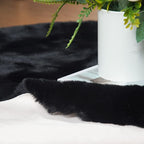 Black Round Rugs 8ft Machine Washable Rabbit Fur Area Rug Large Circle Rugs for Bedroom Faux Sheepskin Rug Cushion Living Room Décor