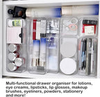 16 Pack Drawer Organizer Set, 4-Size Desk Drawer Organizer Fridge Storage Trays Containers Organization Food Storage Snack Organiser Storage Bins for Makeup Kitchen Utensils Gadgets Office