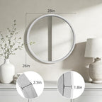 WallBeyond 28 Inch Round Wood Mirror, Large Circle Wooden Frame Wall Mirror for Bathroom, Living Room, Bedroom, Entryway (White)