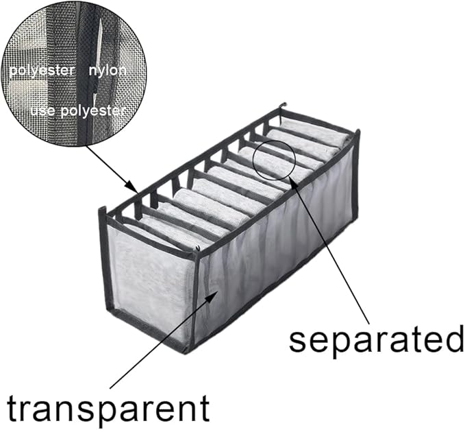 HSLFUAI 3 Pack Drawer Organizer for Underwears, Sock,Tie Foldable Closet Organizer Drawer Soft Fabric Dresser Drawer Divider Bins for Underwear Socks Ties(3PCS Underware+Socks)